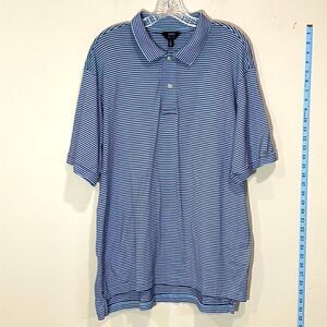 Blue Striped Golf Polo By LINCS David Chu. Size Large.